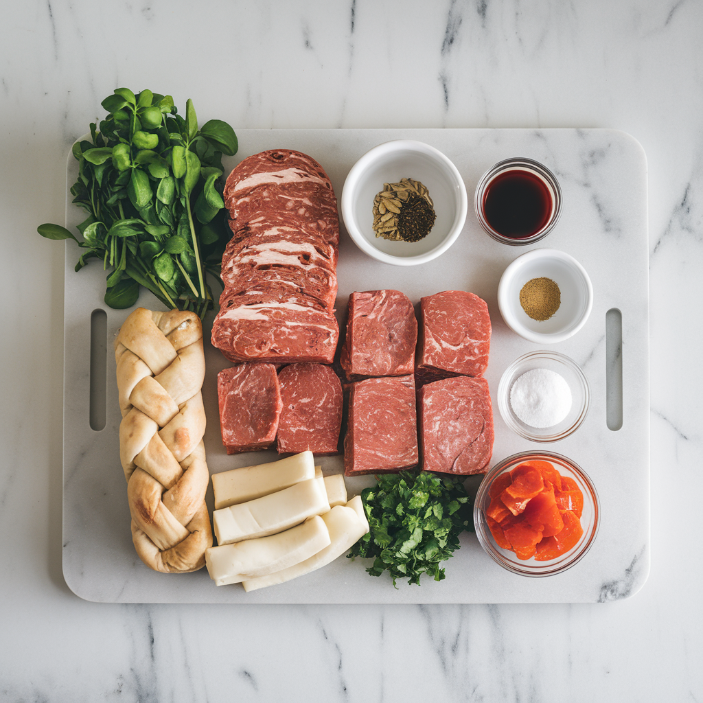 Ingredients for Savory Stuffed Meatball Stromboli Braid