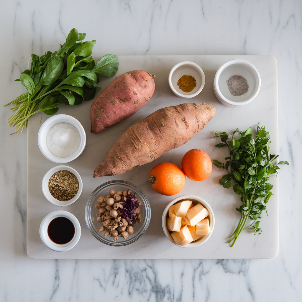 Ingredients for Savory Sweet Potato & Herb Swirl Bread - A Nutrient-Packed Delight