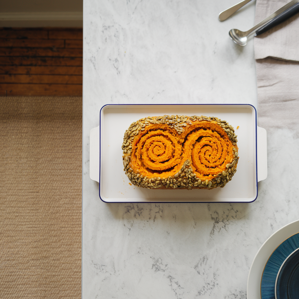 Savory Turmeric & Carrot Swirl Bread with Pumpkin Seed Crust