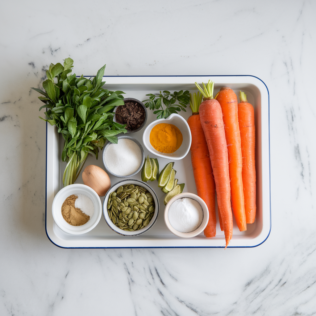 Ingredients for Savory Turmeric & Carrot Swirl Bread with Pumpkin Seed Crust