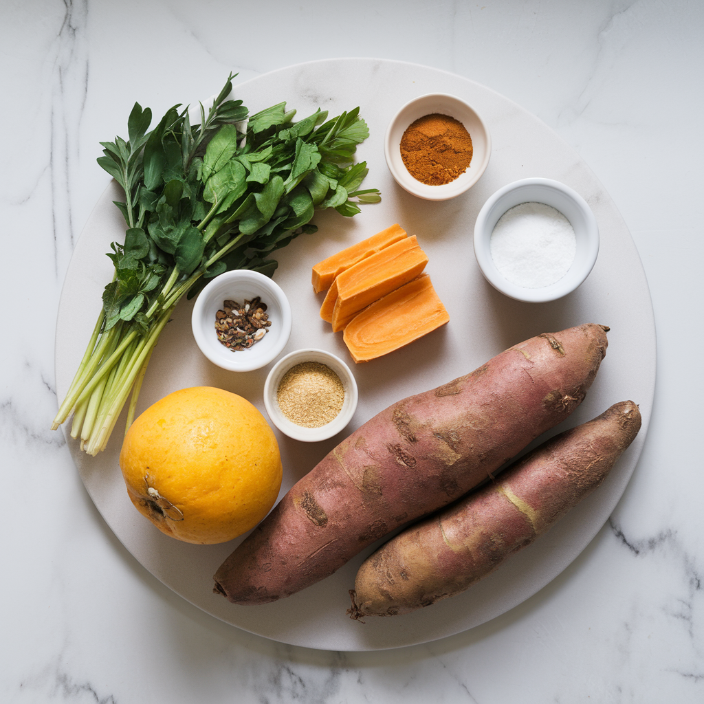 Ingredients for Savory Turmeric and Ginger Sweet Potato Rolls