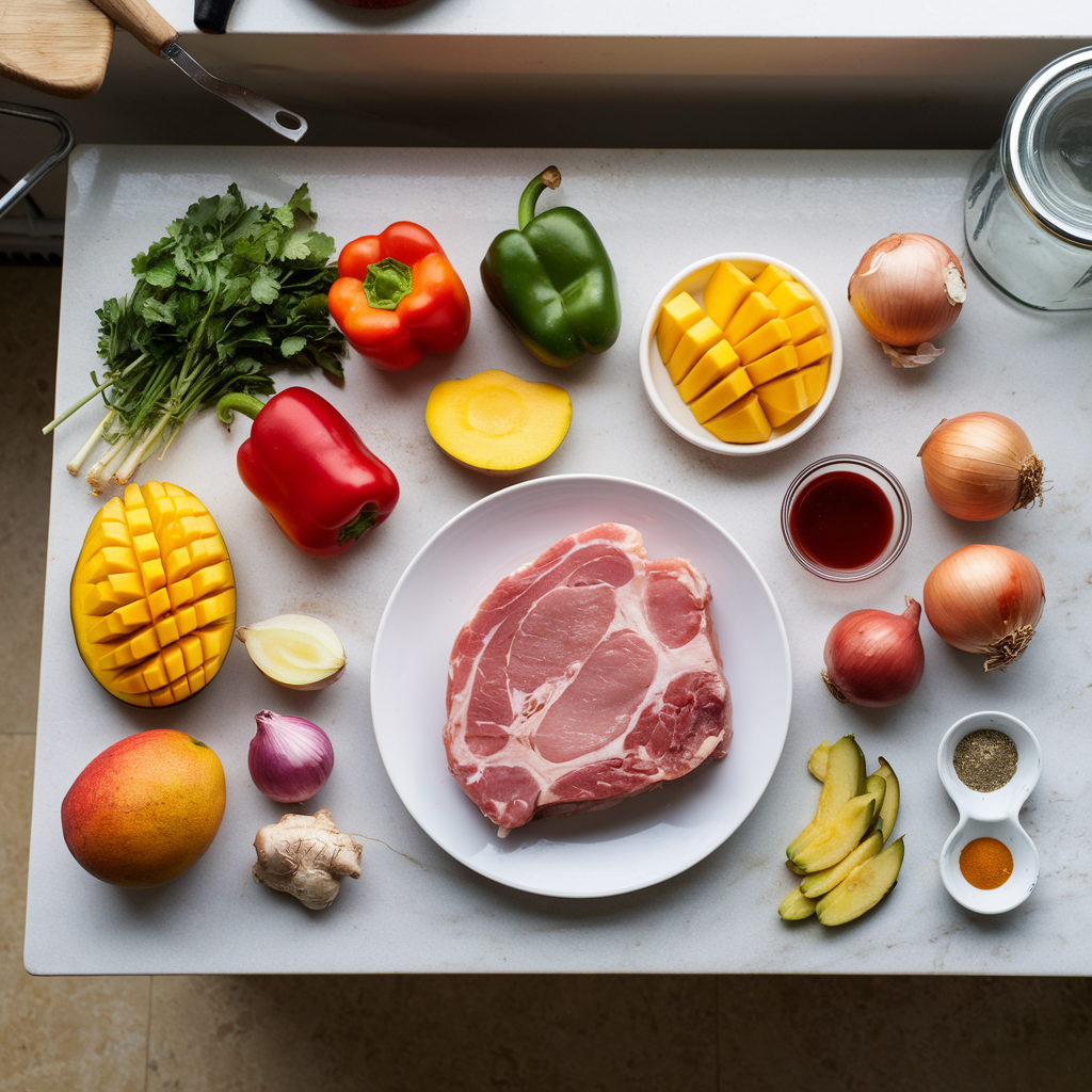 Ingredients for Sizzling BBQ Mango Pork Chop Skillet