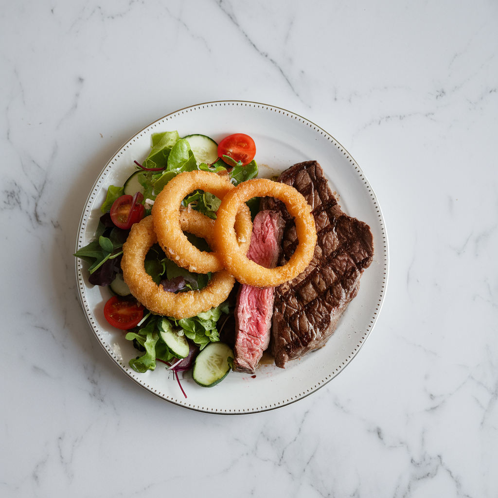 Sizzling BBQ Steak & Crispy Onion Ring Salad
