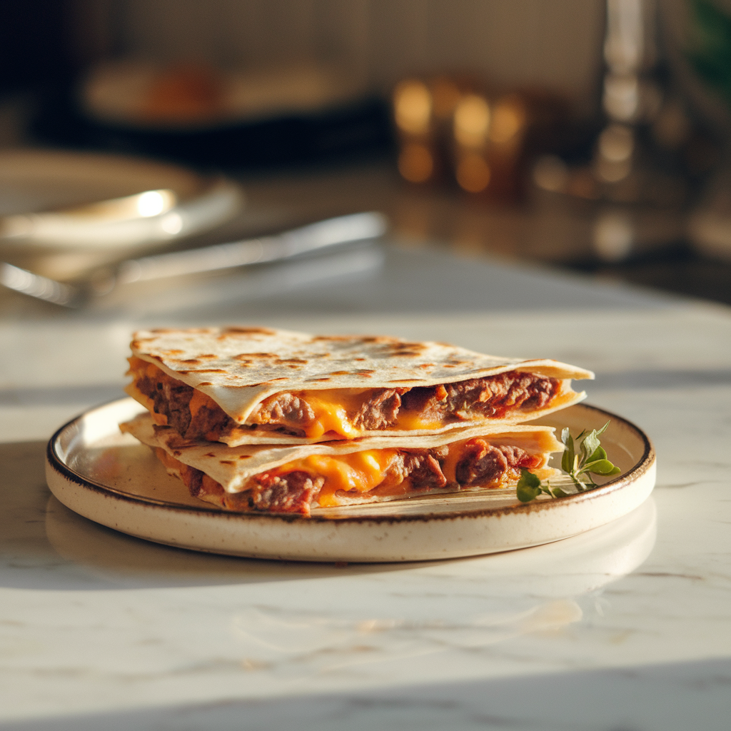 Sizzling Beef & Cheese Quesadilla Stacks