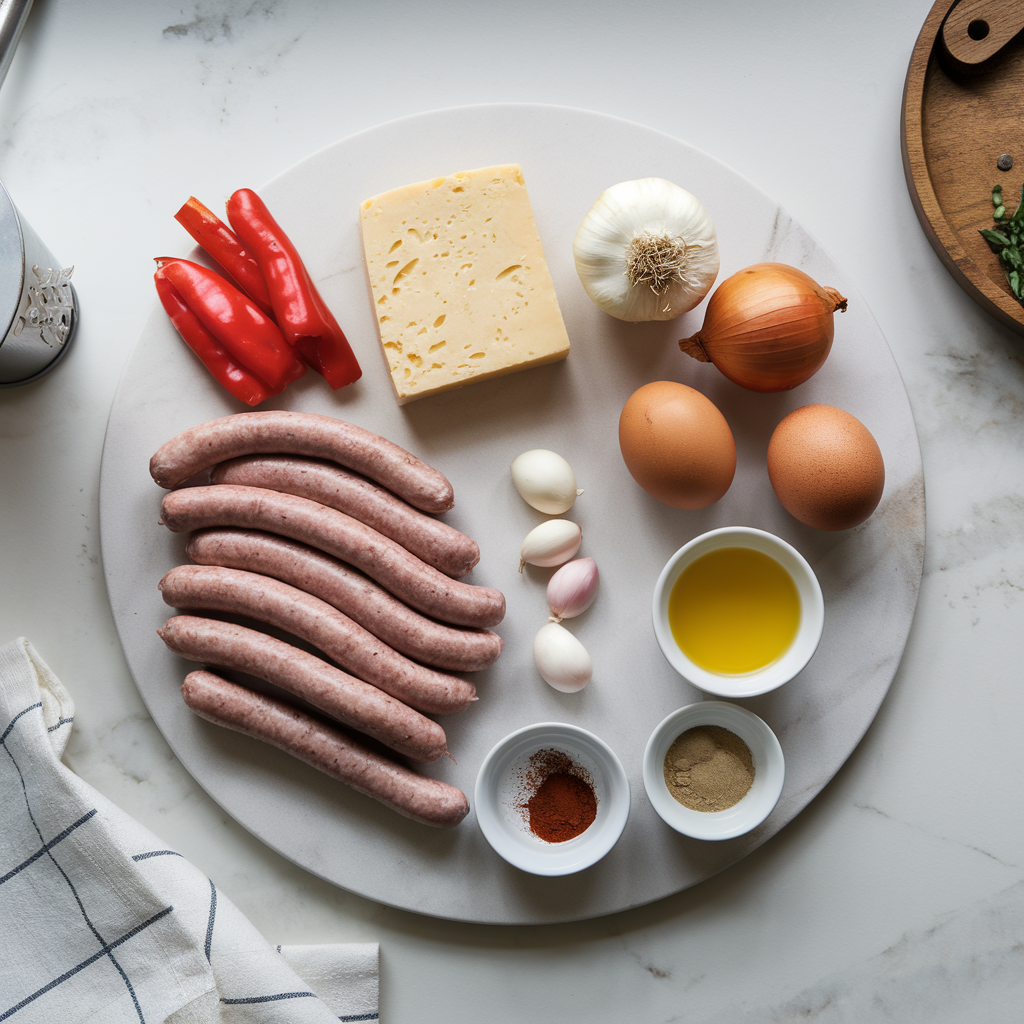 Ingredients for Sizzling Chorizo & Manchego Tortilla Skillet