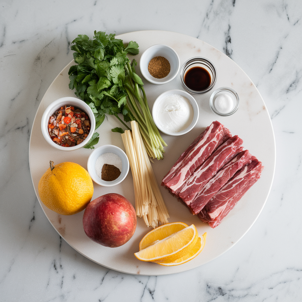 Ingredients for Sizzling Korean BBQ Beef & Cheddar Skillet