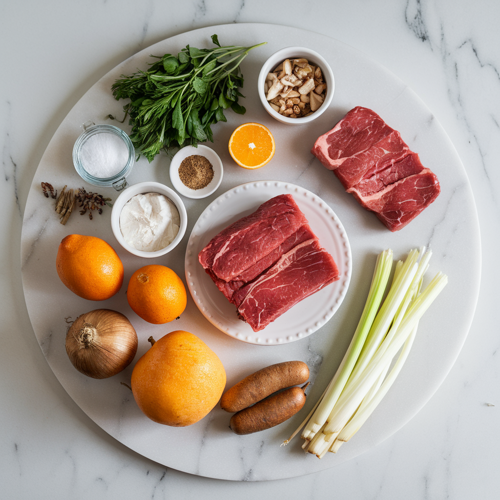 Ingredients for Sizzling Steak & Cheddar Skillet with Caramelized Onion Cream