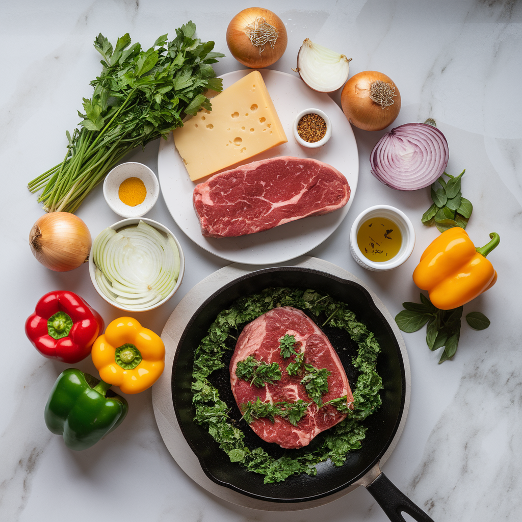Ingredients for Sizzling Steak & Cheese Chimichurri Skillet