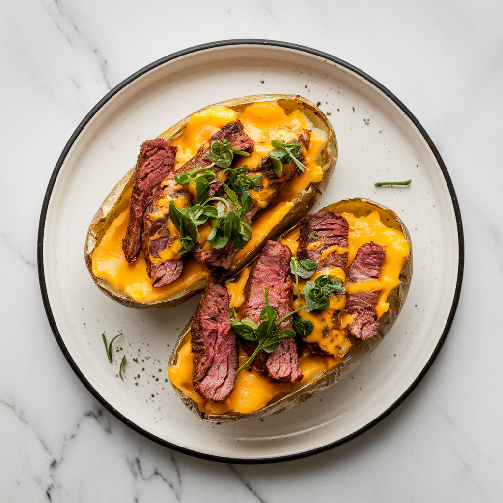 Sizzling Steak & Cheese Loaded Potato Skins