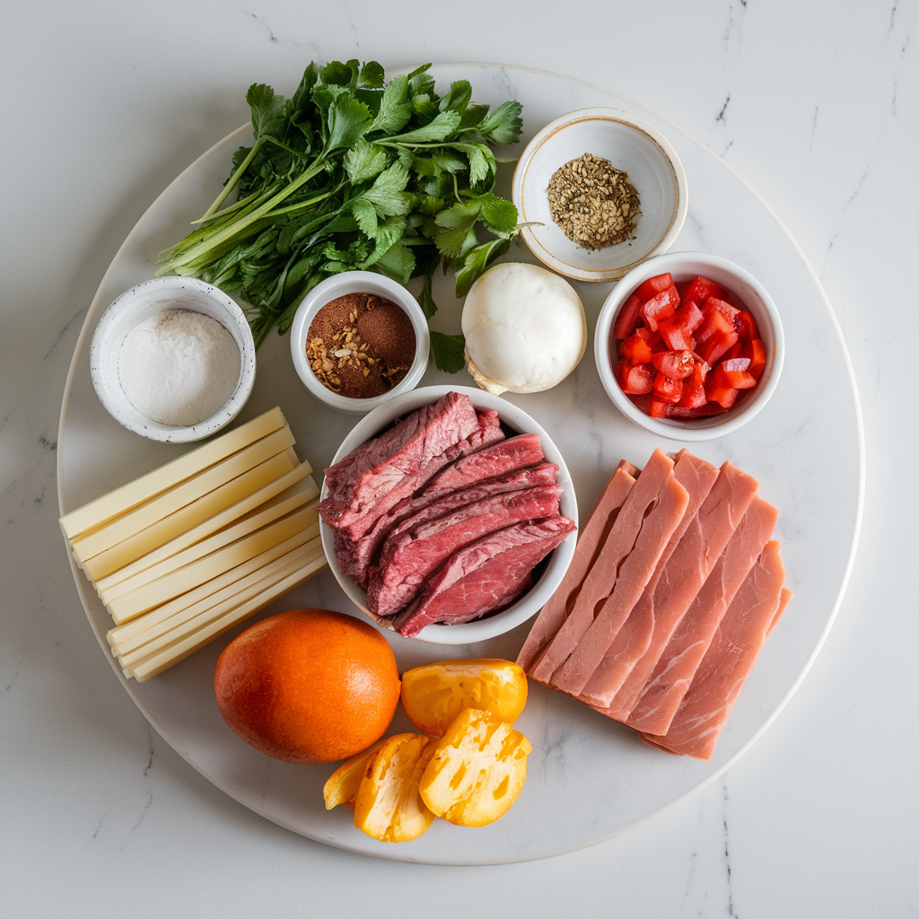Ingredients for Sizzling Steak and Cheese Quesadilla Smash