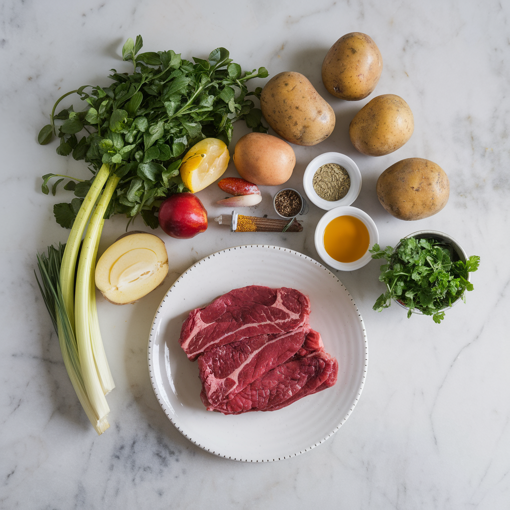 Ingredients for Sizzling Steak & Crispy Parmesan Potato Salad Extravaganza