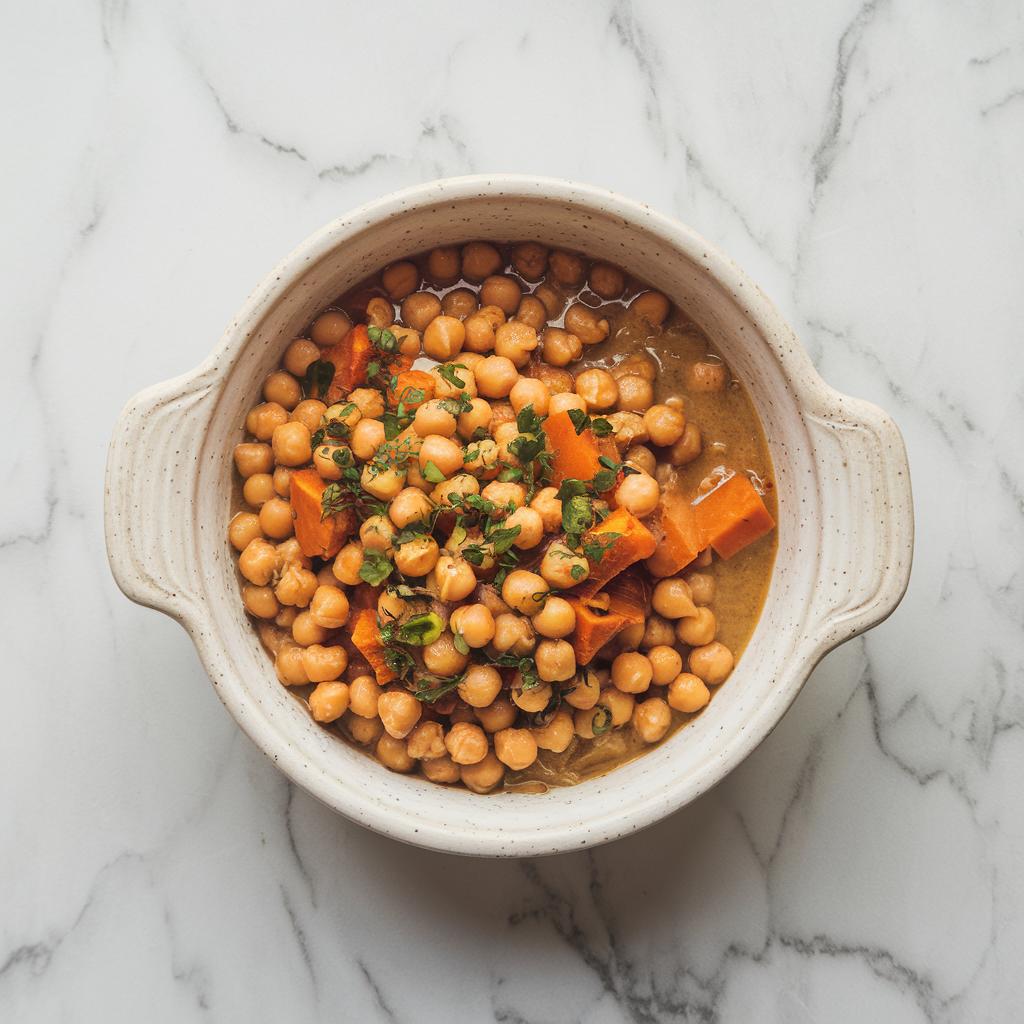 Slow-Cooked Comfort: Maple Mustard Chickpea and Sweet Potato Stew