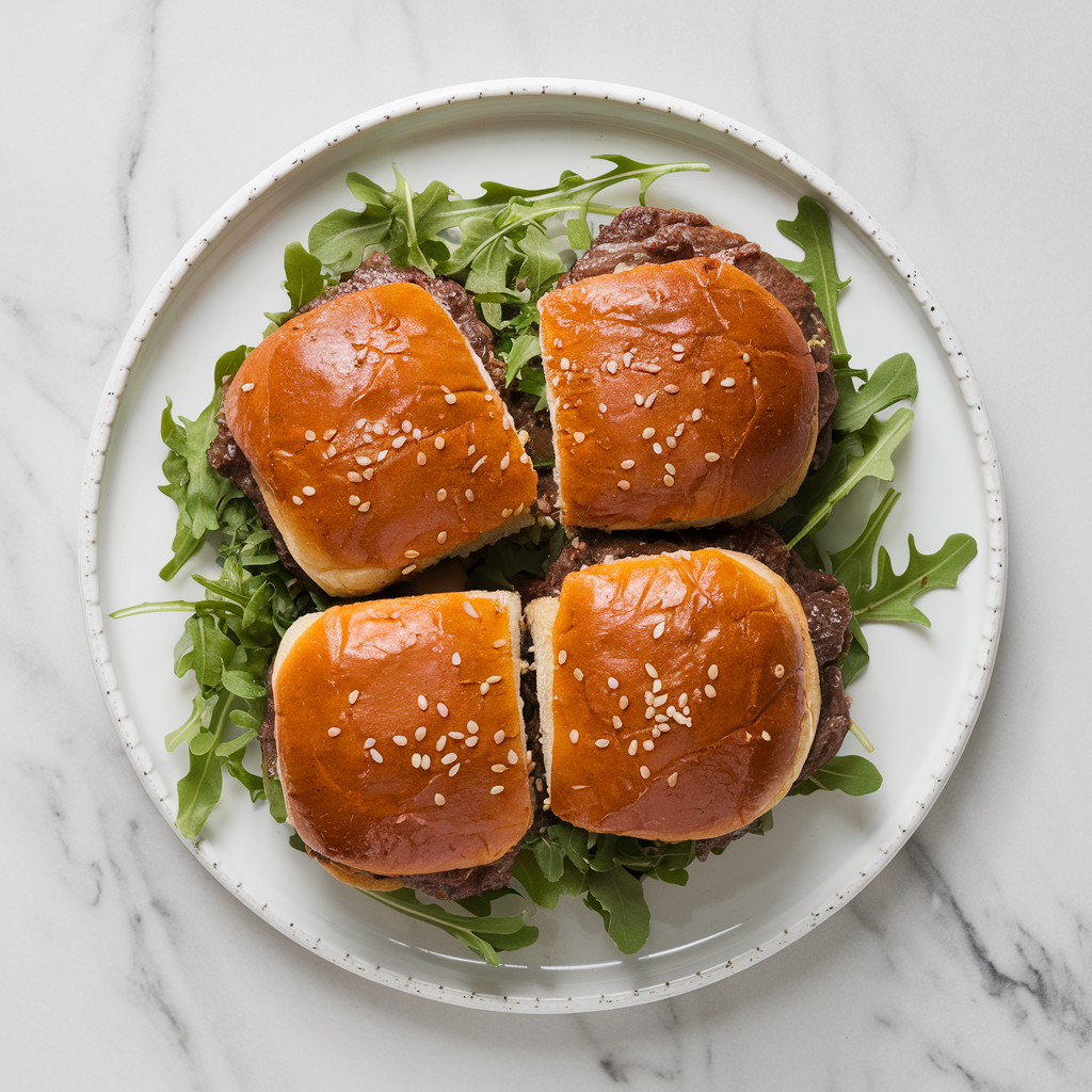 Smoky Bacon Bourbon Glazed Beef Sliders