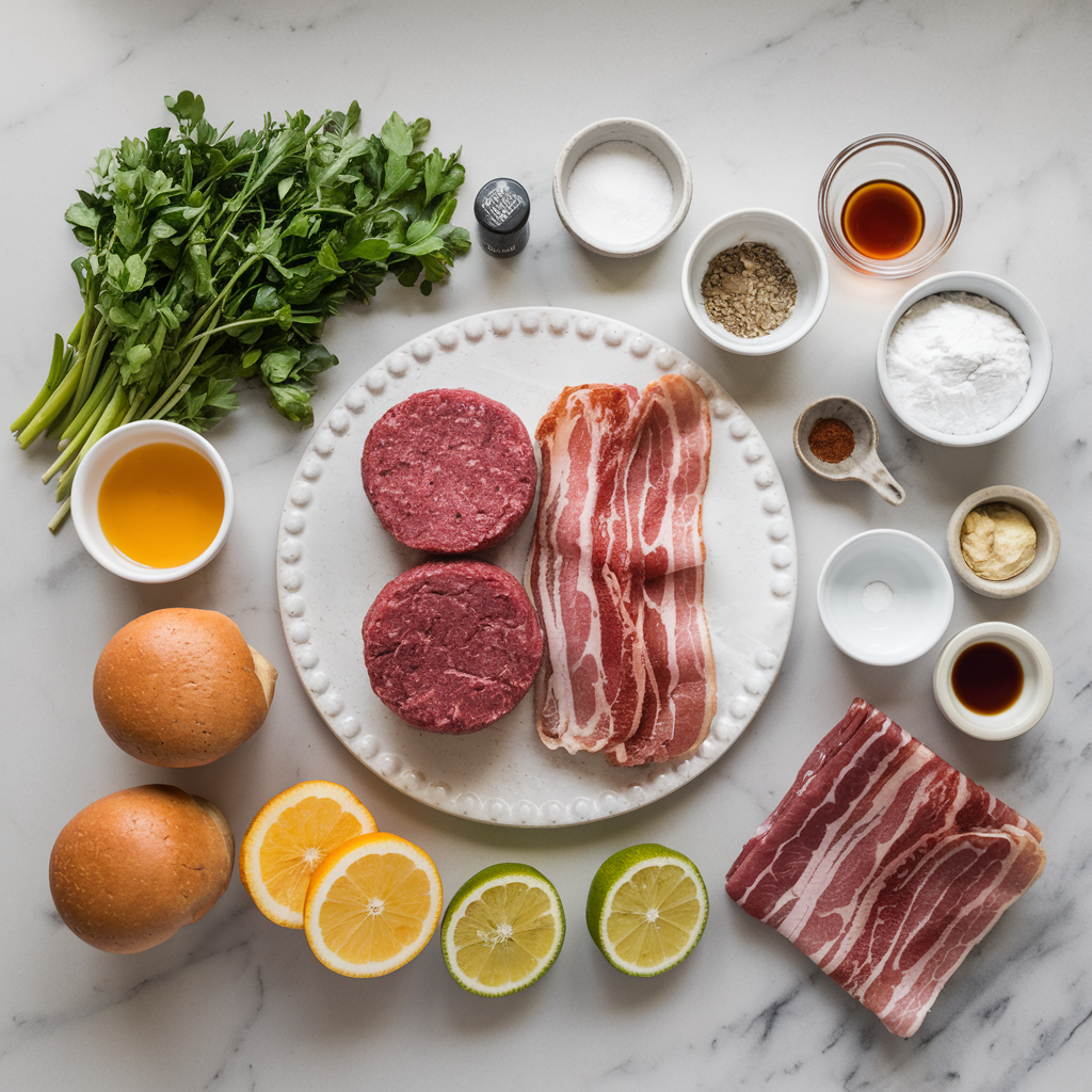 Ingredients for Smoky Bacon Bourbon Glazed Beef Sliders