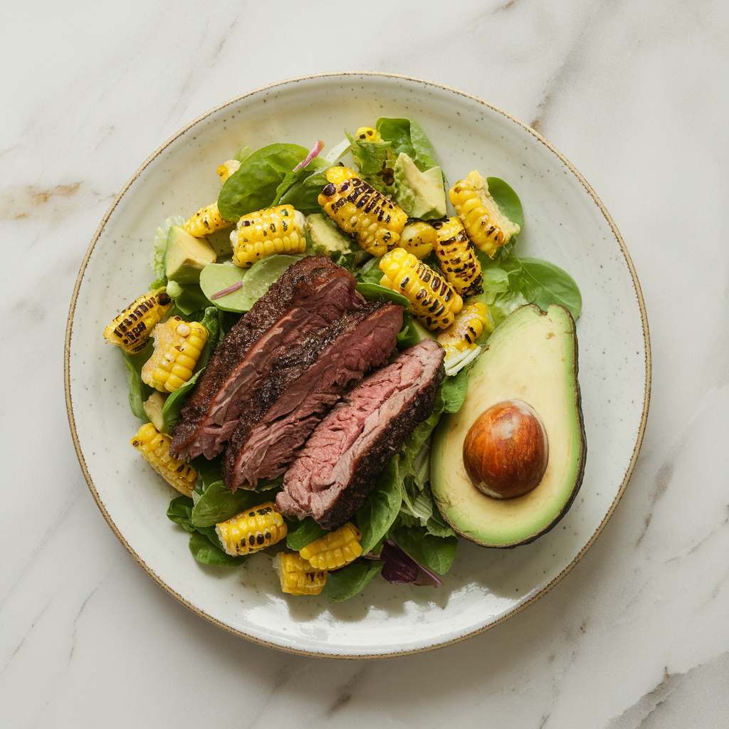 Smoky BBQ Beef Short Rib Salad with Charred Corn and Avocado