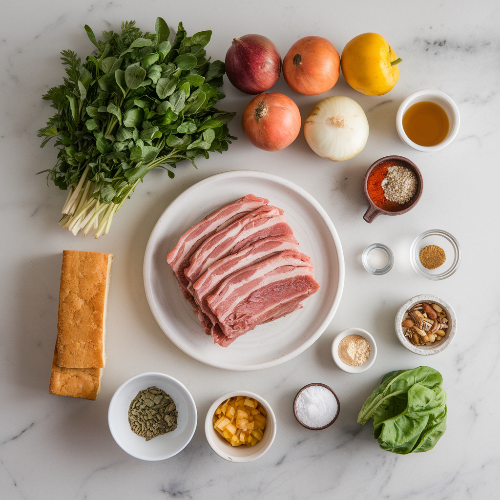 Ingredients for Smoky BBQ Pork and Cornbread Panzanella Salad