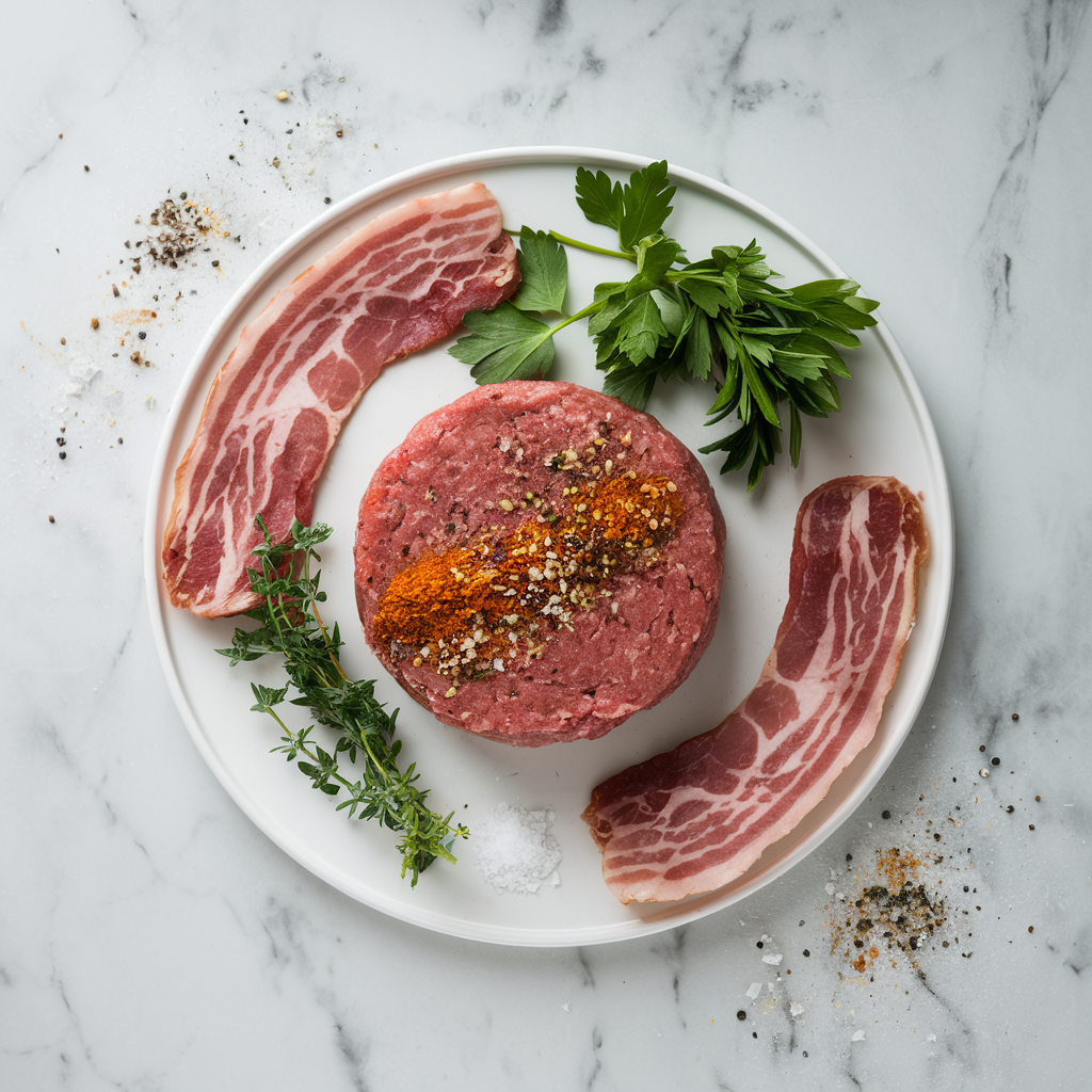 Ingredients for Smoky Bourbon Bacon Burger Bombs