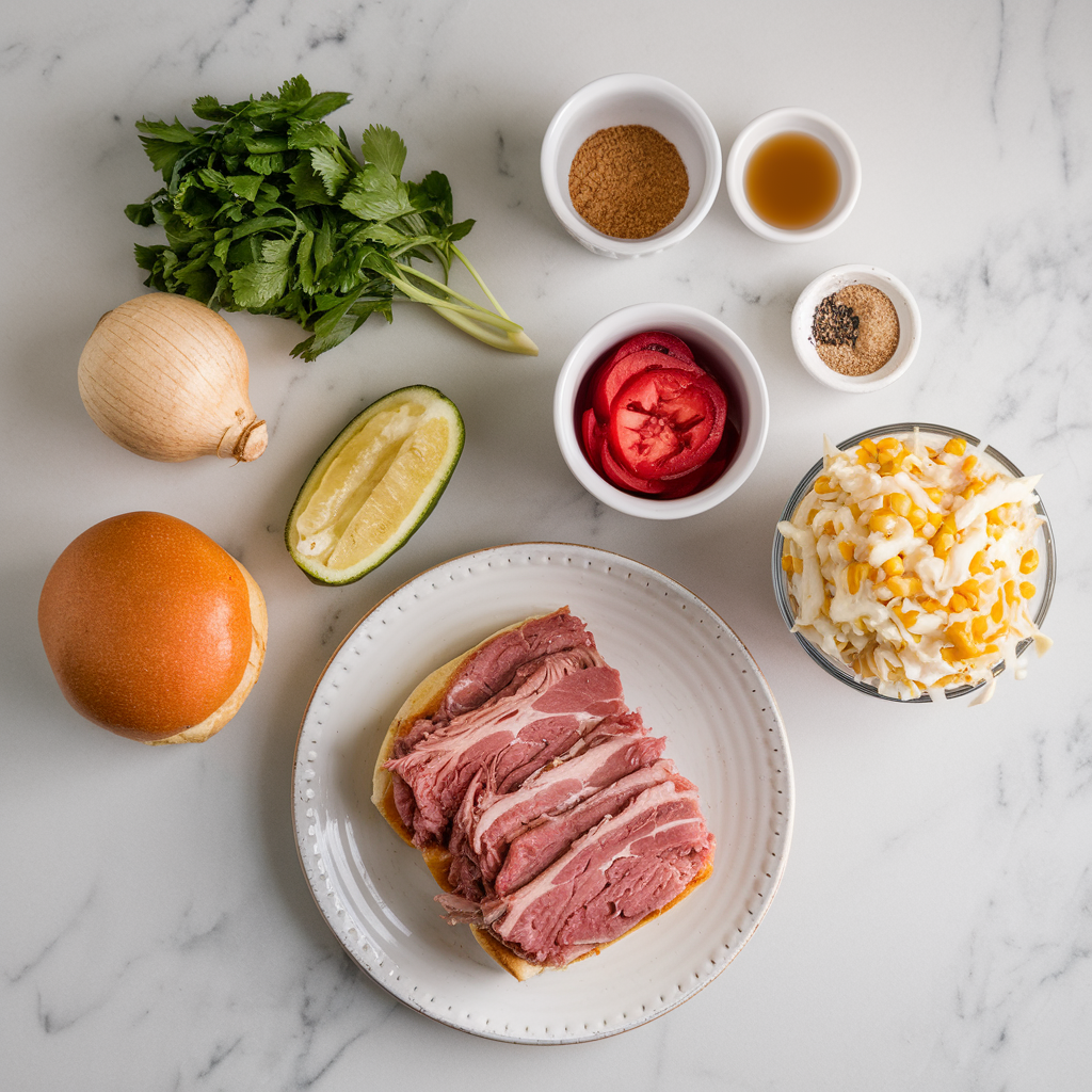 Ingredients for Smoky Chipotle BBQ Pulled Pork Sliders with Jalapeño Corn Slaw