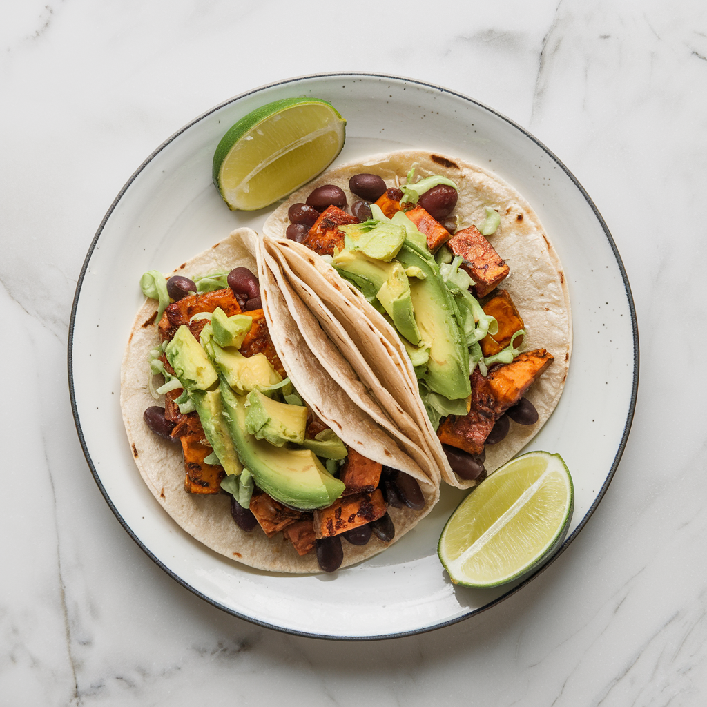Spiced Jackfruit and Black Bean Tacos with Avocado Lime Slaw