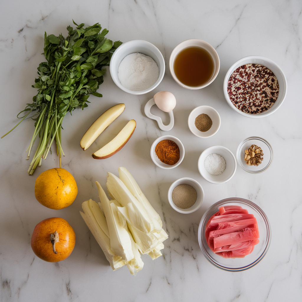 Ingredients for Spiced Quinoa Breakfast Skillet with Maple-Cider Glaze