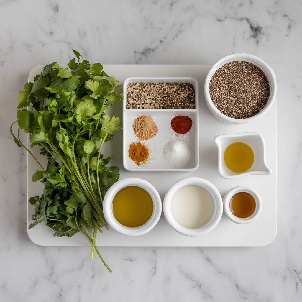 Ingredients for Spiced Quinoa and Chia Seed Breakfast Rolls with Coconut Glaze
