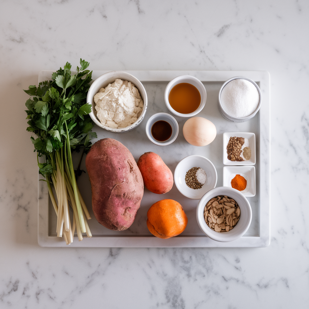 Ingredients for Spiced Sweet Potato & Almond Butter Swirl Bread
