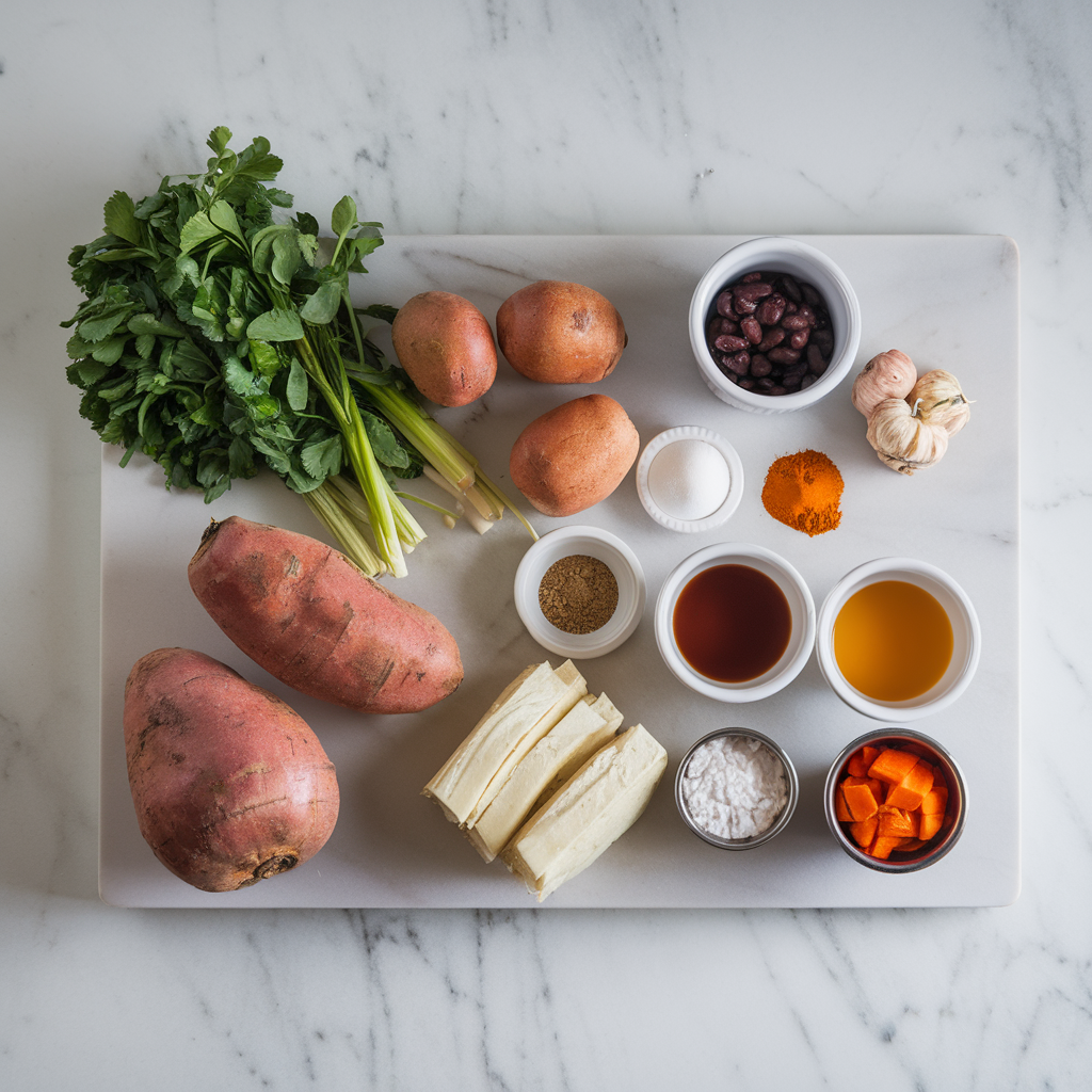 Ingredients for Spiced Sweet Potato and Black Bean Swirl Rolls