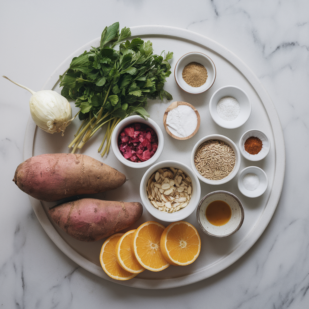 Ingredients for Spiced Sweet Potato and Lentil Flatbreads: A Nutritious Twist on Homemade Bread