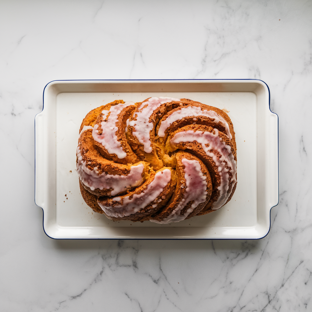 Spiced Sweet Potato & Pecan Swirl Bread with Hibiscus Glaze