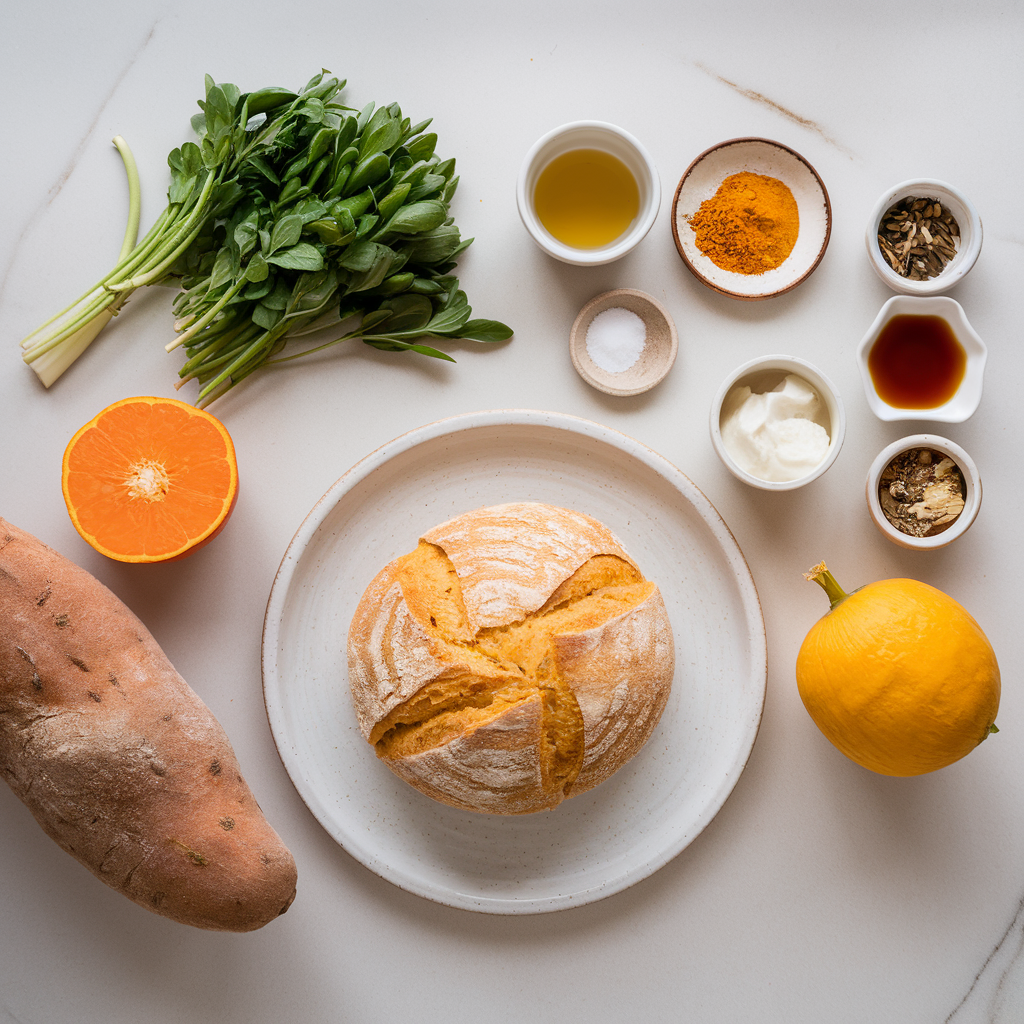 Ingredients for Spiced Sweet Potato & Turmeric Artisan Rolls – A Nutrient-Packed Twist on Classic Bread