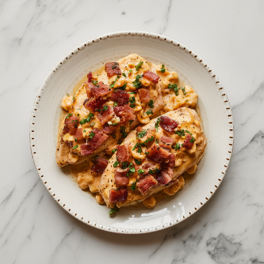 Spicy Bacon Carbonara-Stuffed Chicken Breasts