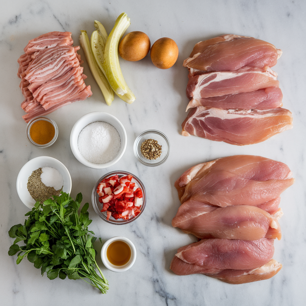 Ingredients for Spicy Bacon Carbonara-Stuffed Chicken Breasts