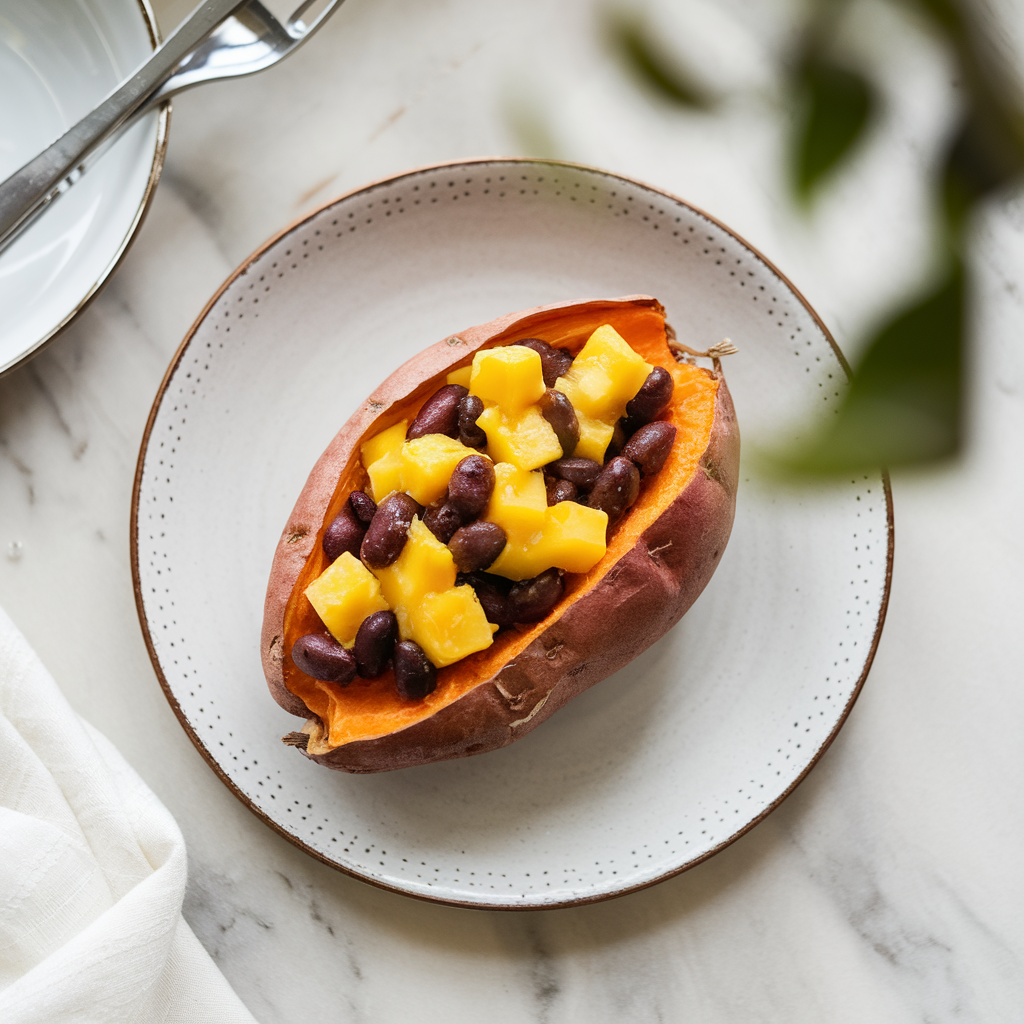 Spicy Black Bean & Mango Stuffed Sweet Potatoes: A Zesty, Quick Weeknight Delight