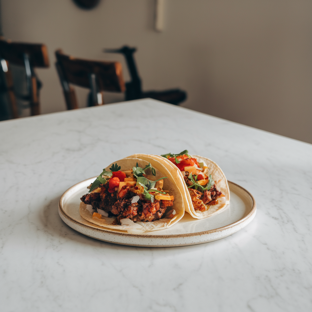 Spicy Bourbon Bacon Cheeseburger Tacos