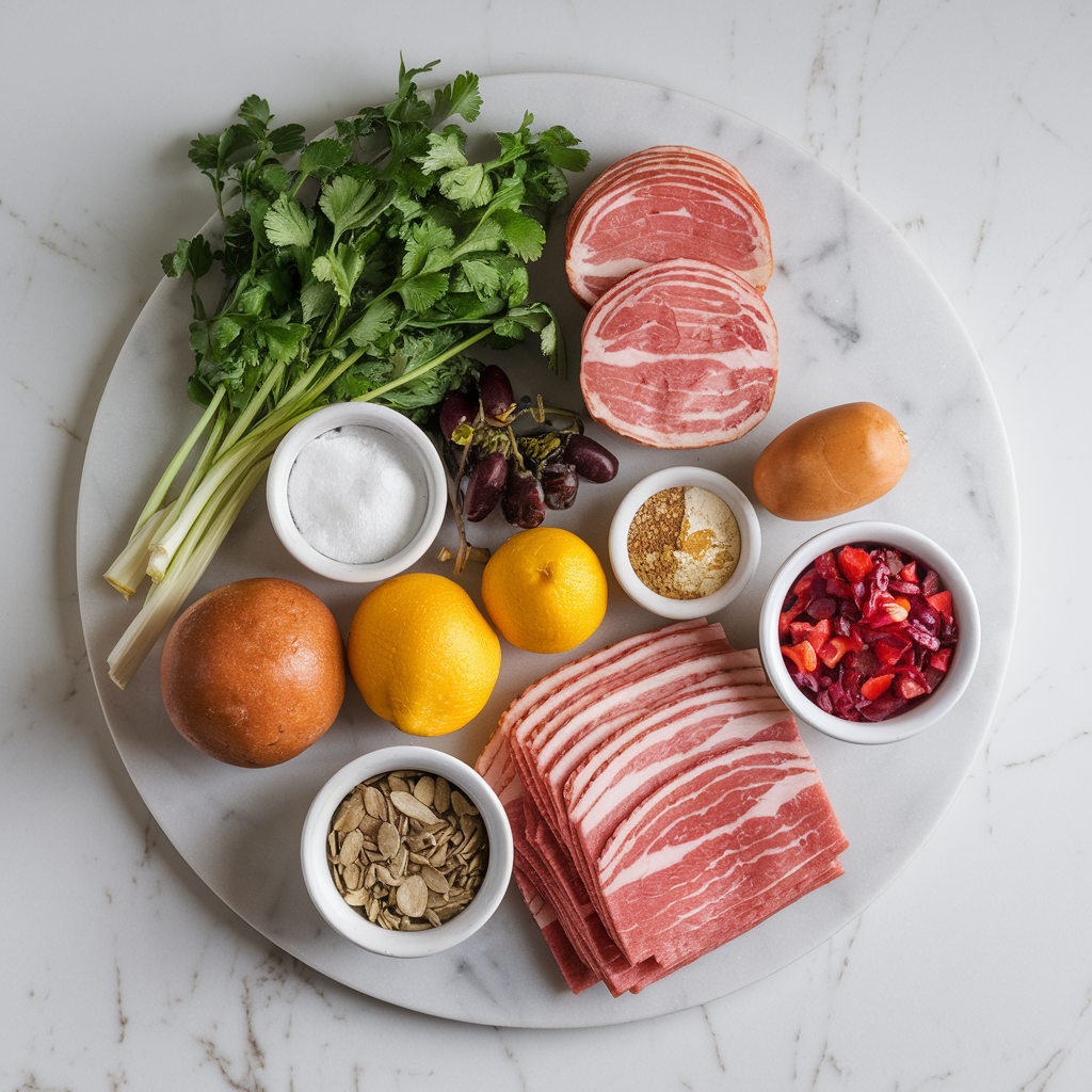 Ingredients for Spicy Bourbon Bacon Cheeseburger Tacos