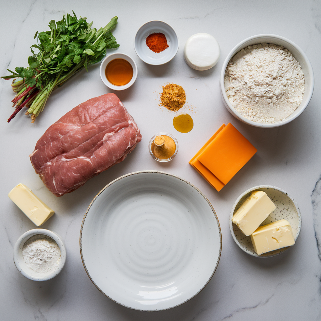 Ingredients for Spicy Honey-Glazed Pork & Cheddar Biscuit Sliders