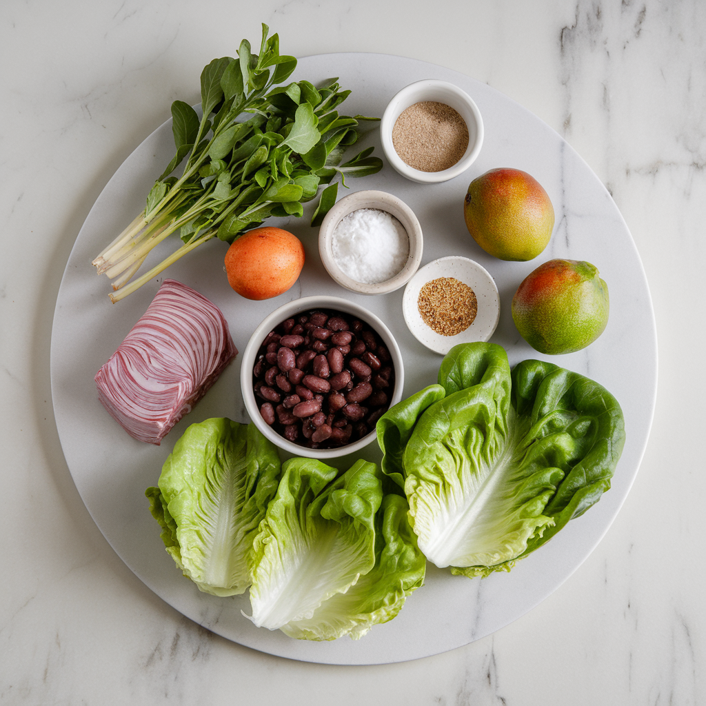Ingredients for Spicy Jackfruit & Black Bean Lettuce Wraps with Mango Salsa