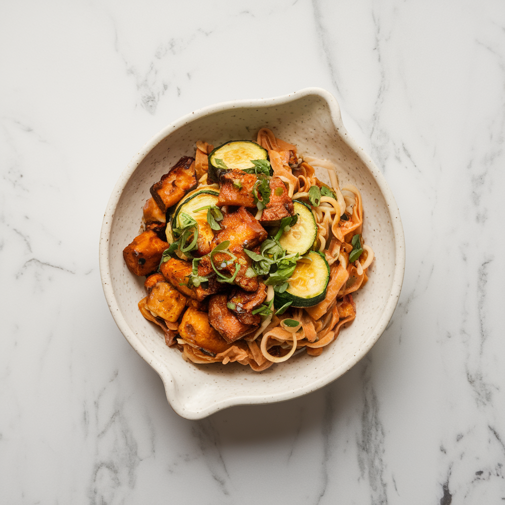 Spicy Jackfruit and Zucchini Noodle Stir-Fry