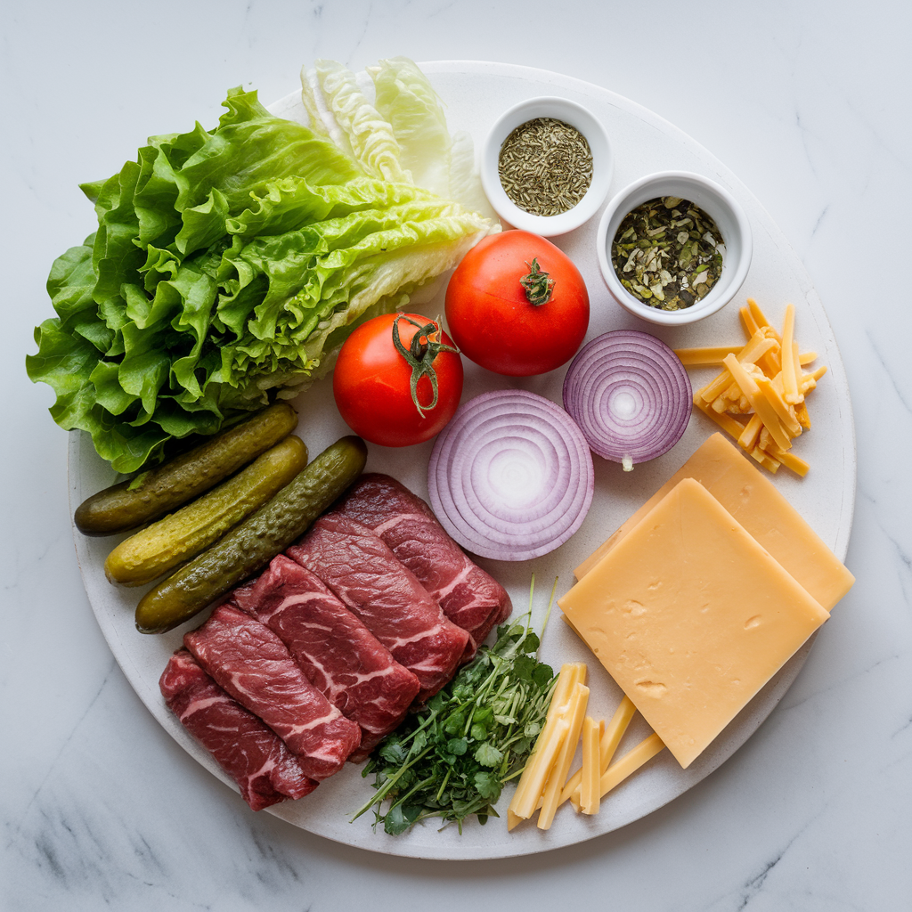 Ingredients for Spicy Korean Bulgogi Cheeseburger Wraps