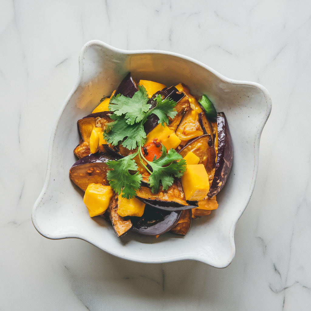 Spicy Mango Coconut Eggplant Stir Fry - Quick & Easy Dinner Delight