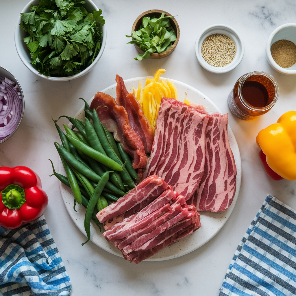 Ingredients for Spicy Maple Bacon Beef Stir Fry