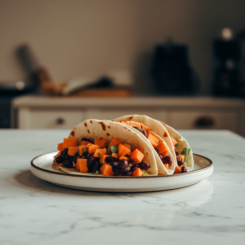 Spicy Sweet Potato and Black Bean Breakfast Tacos