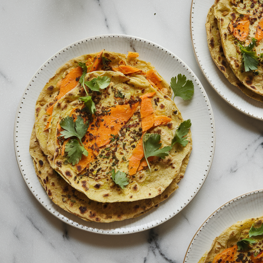 Spicy Sweet Potato & Coriander Infused Flatbreads