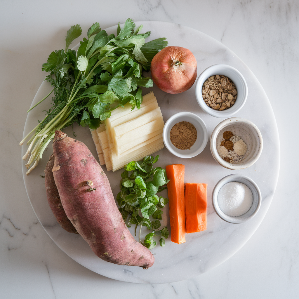 Ingredients for Spicy Sweet Potato & Coriander Infused Flatbreads