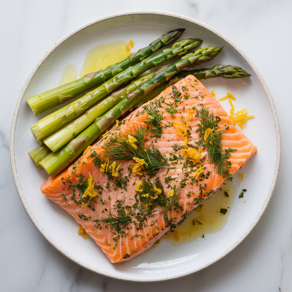 Spring Herb-Crusted Salmon with Citrus Asparagus
