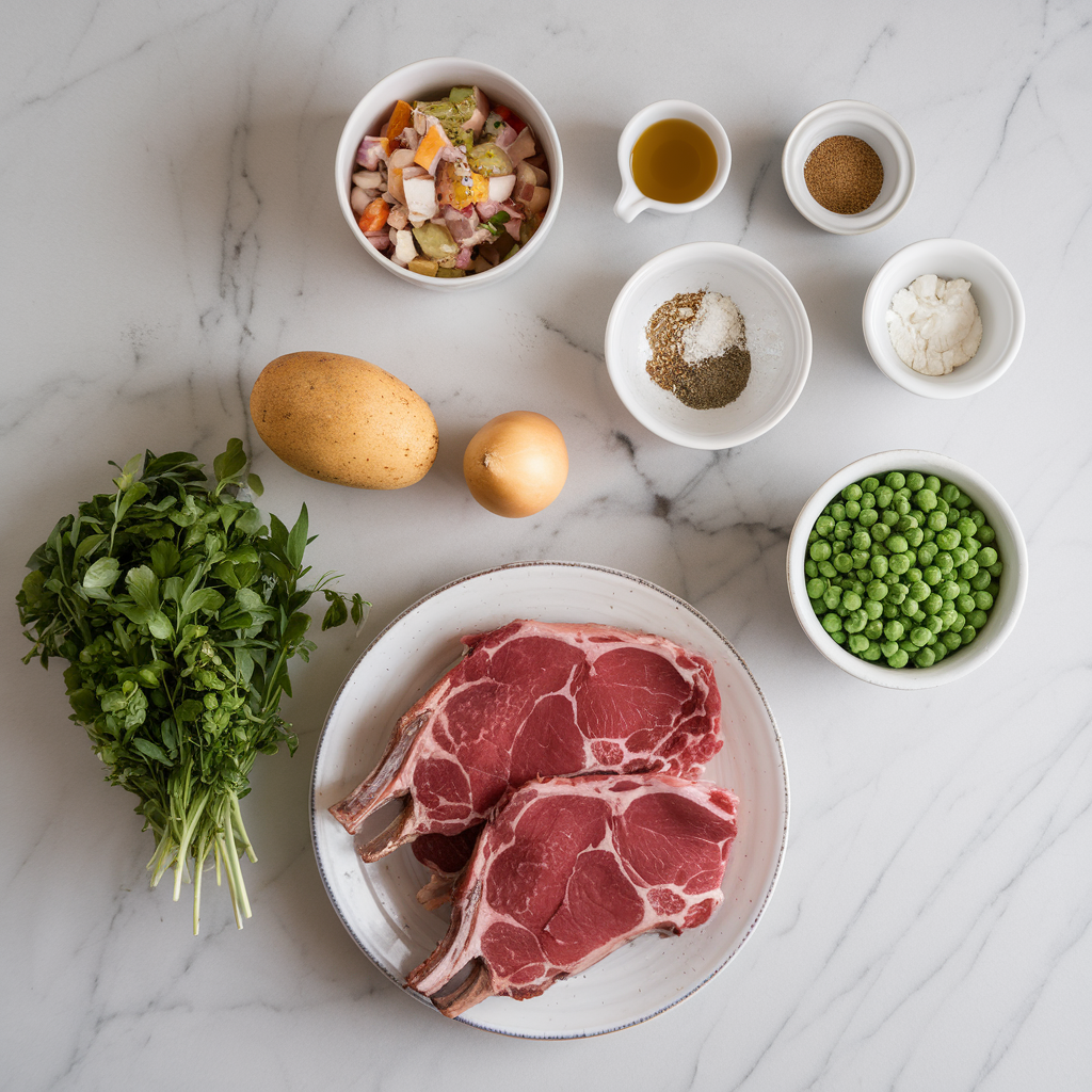 Ingredients for Sumac Lamb Chops with Feta-Pea Mash