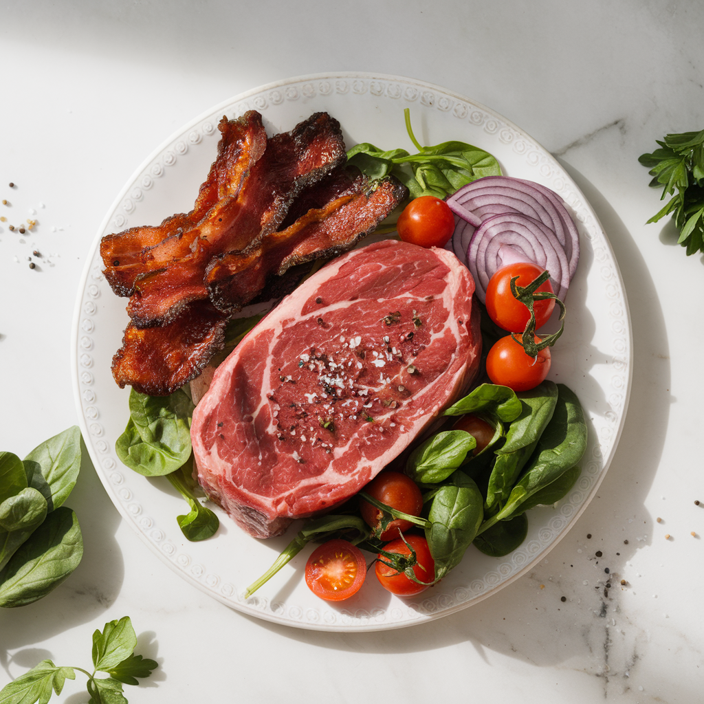 Ingredients for Sumptuous Steak & Crispy Bacon Supreme Big Salad
