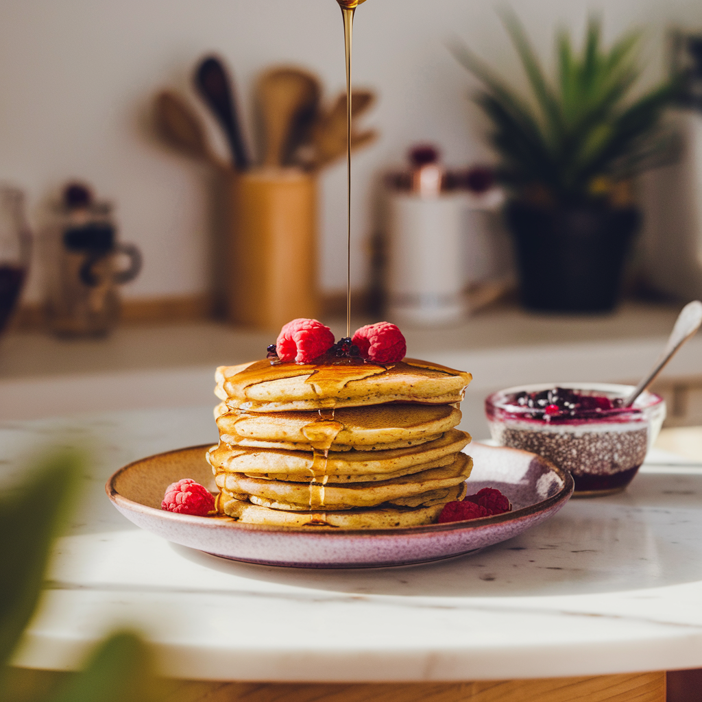 Sunrise Millet Pancakes with Berry Chia Compote