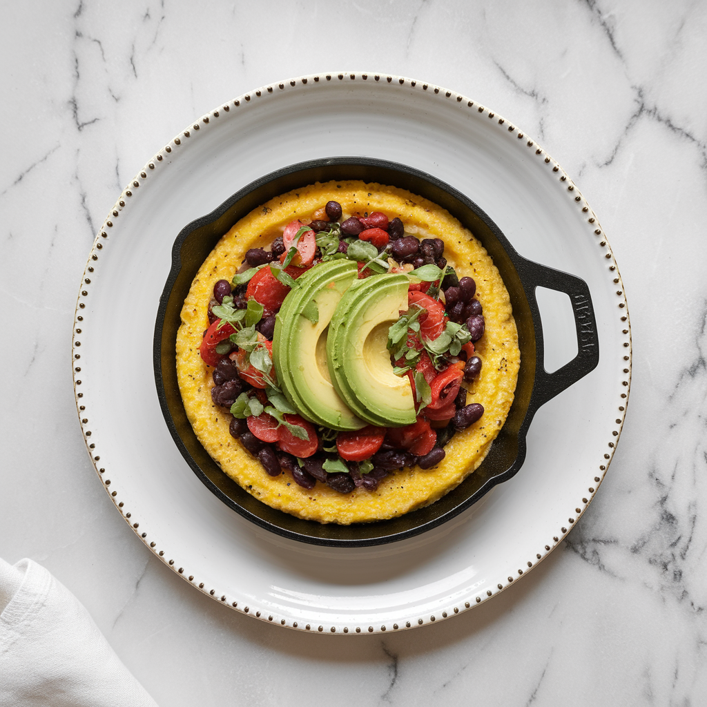 Sunrise Polenta Skillet with Avocado and Spiced Black Beans
