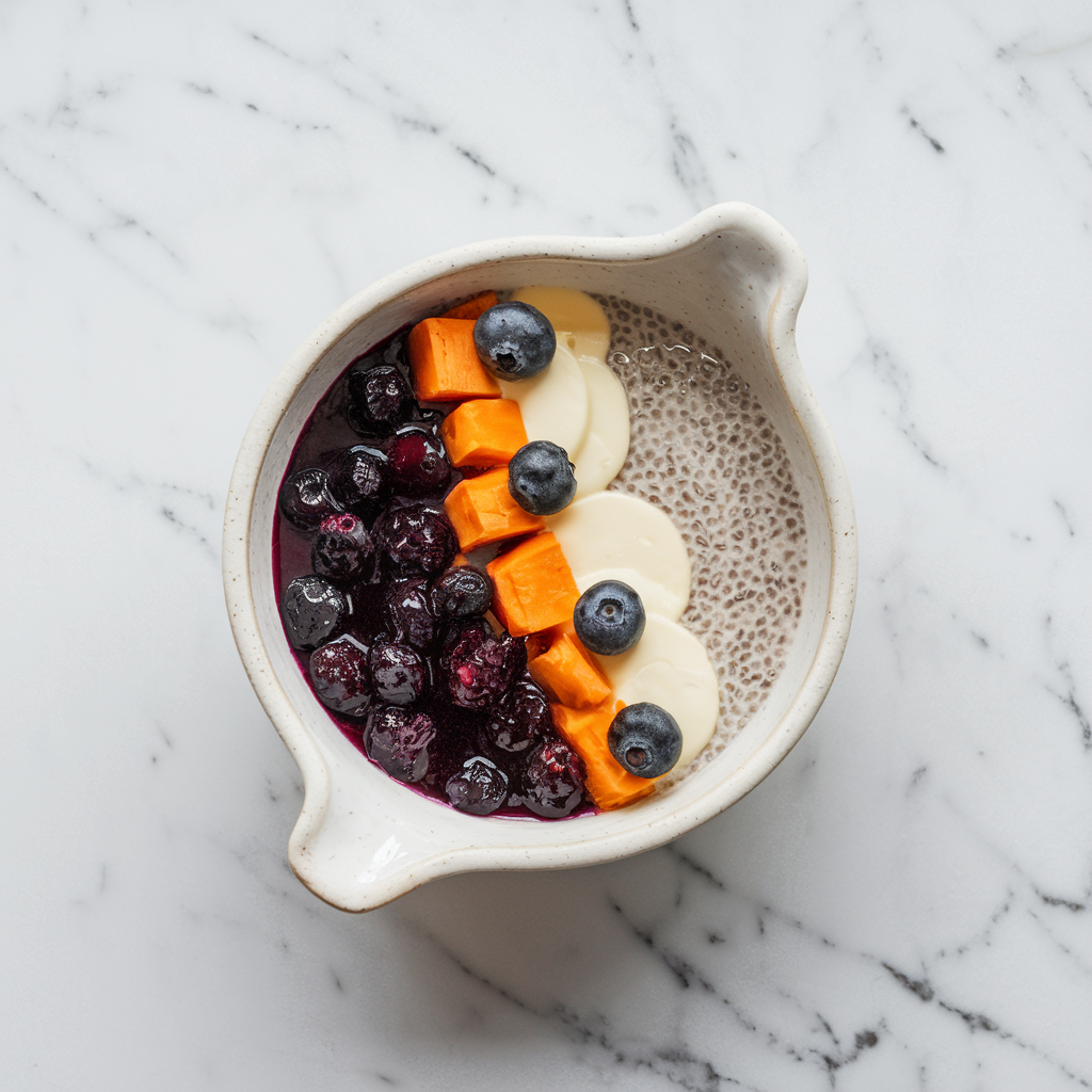Sweet Potato & Chia Pudding Parfait with Spiced Blueberry Compote